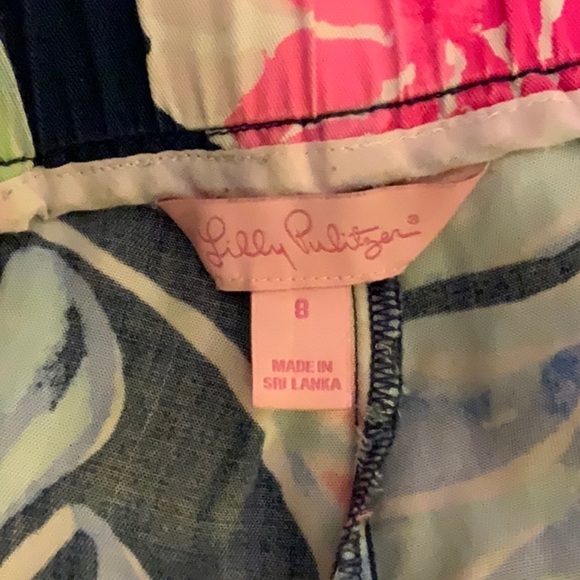 Lilly Pulitzer Madeira Pants High Tide Navy Tropicolada Size 8 - DAMAGED - Picture 3 of 8